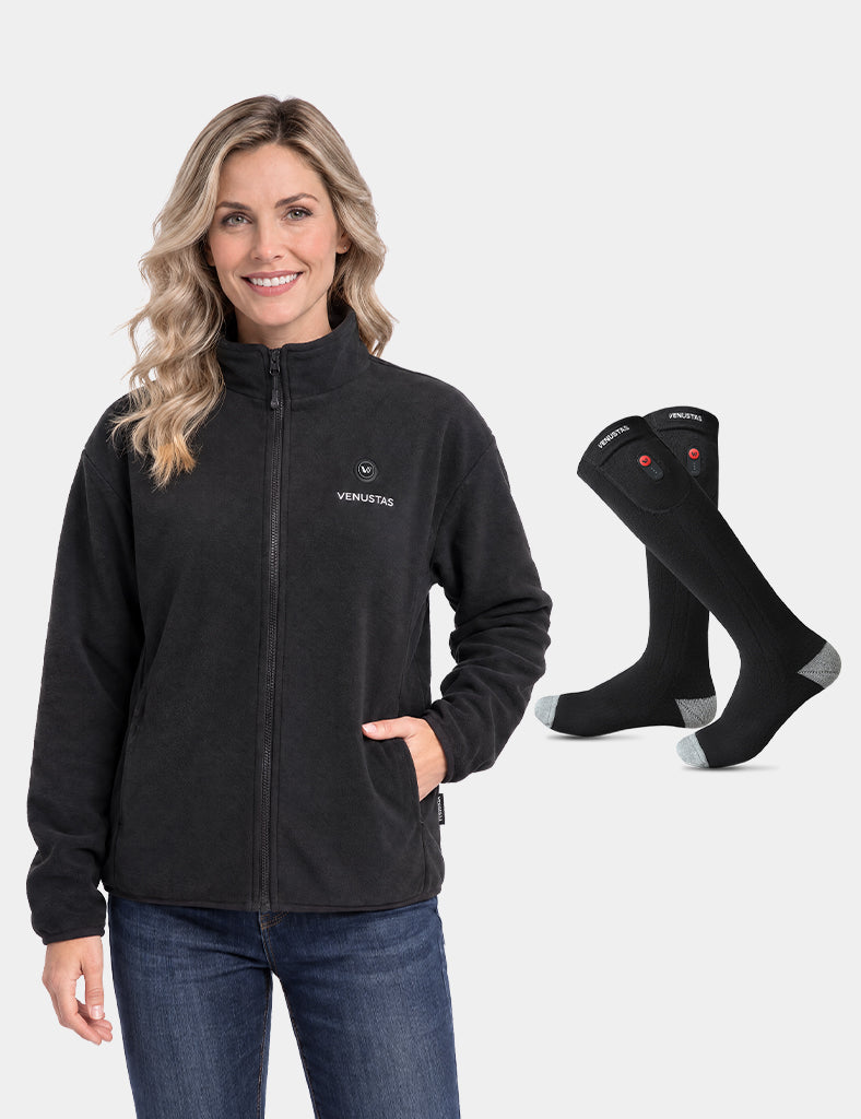 Zipper up Heated Fleece Jacket for Women 7.4V & Heated Socks, W2136 & S10