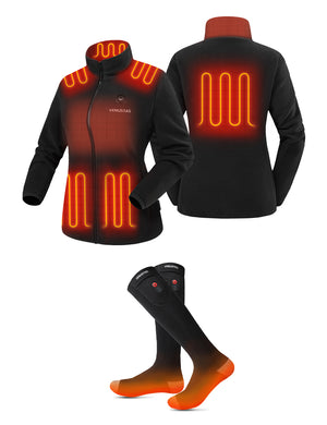 Zipper up Heated Fleece Jacket for Women 7.4V & Heated Socks, W2136 & S10 hover