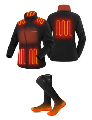 Zipper up Heated Fleece Jacket for Women 7.4V & Heated Socks, W2136 & S10