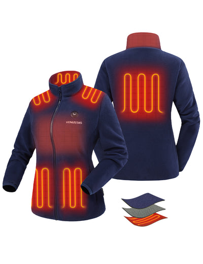 Zipper up Heated Fleece Jacket for Women 7.4V, W2136 - Navy