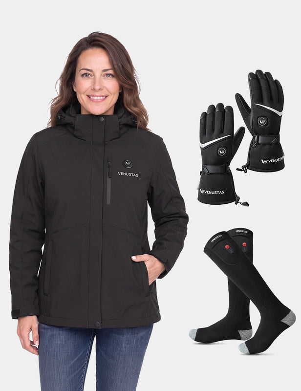 Women's Heated Jacket 7.4V & Heated Socks & Heated Gloves, W2168 & S10 & G02