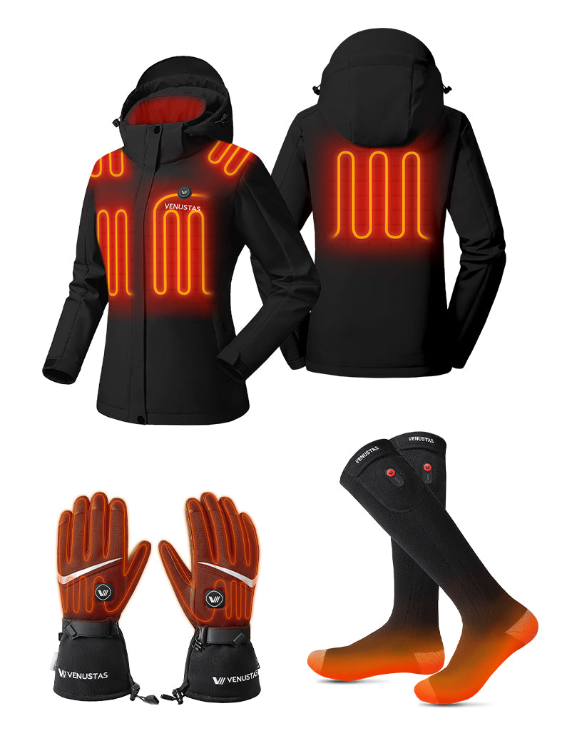 Women's Heated Jacket 7.4V & Heated Socks & Heated Gloves, W2168 & S10 & G02