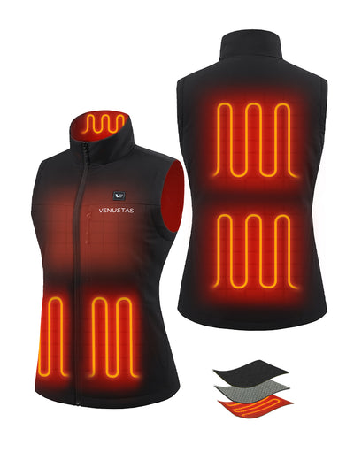 Women's Lightweight Recycled Heated Softshell Vest 7.4V, W42 [Final Sale] - Black