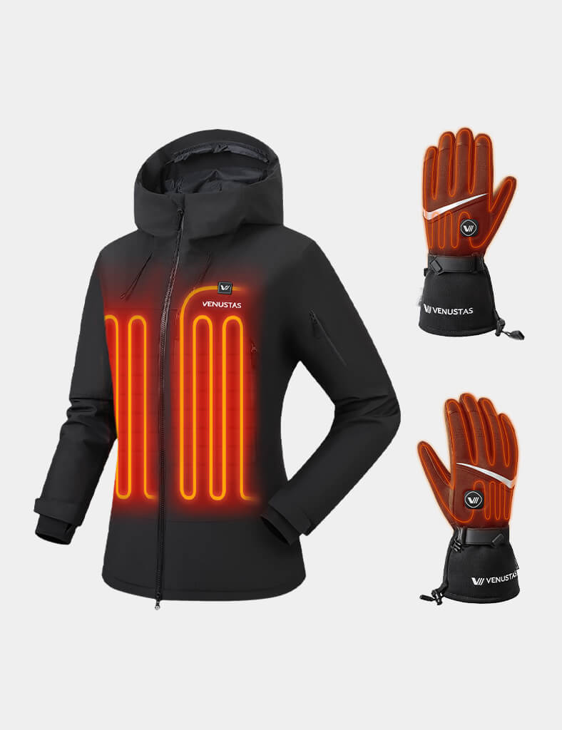 Women's 3L Waterproof Heated Ski Jacket 12V & Heated Gloves, W44 & G02