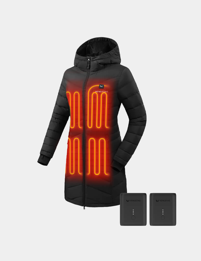 Women's Heated Long Down Heated Jacket, W62 & Extra Battery