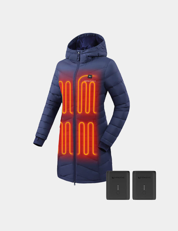 Women's Heated Long Down Heated Jacket, W62 & Extra Battery