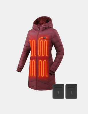 Women's Heated Long Down Heated Jacket, W62 & Extra Battery