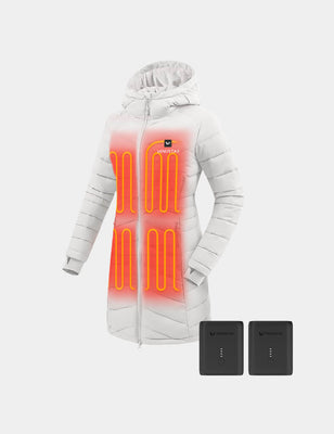 Women's Heated Long Down Heated Jacket, W62 & Extra Battery