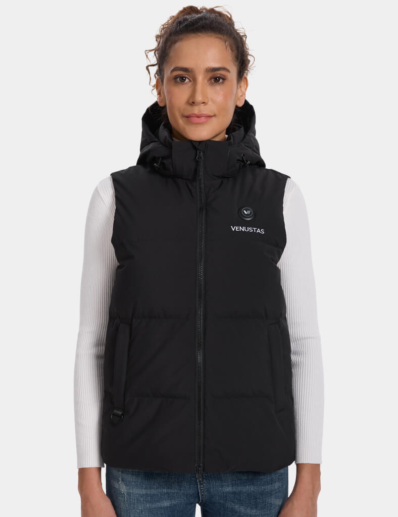 Women’s Heated Down Vest with Detachable Hood