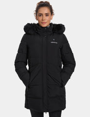 Women's Long Heated Jacket with Detachable Hood
