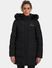 Women's Long Heated Jacket with Detachable Hood