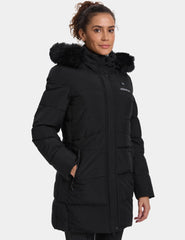 Women's Long Heated Jacket with Detachable Hood