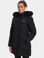 Women's Long Heated Jacket with Detachable Hood