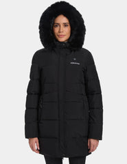 Women's Long Heated Jacket with Detachable Hood