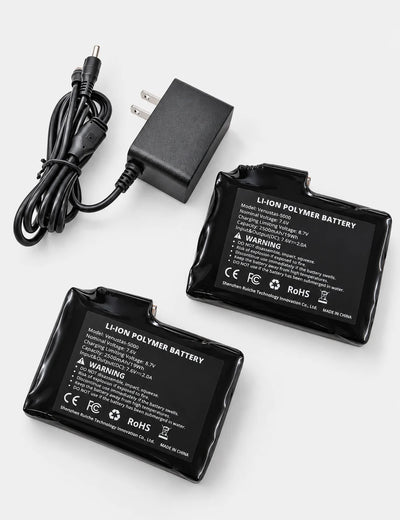 2-Pack 7.4V Batteries (19Wh Each) & Dedicated Charger Set for Heated Gloves and Socks