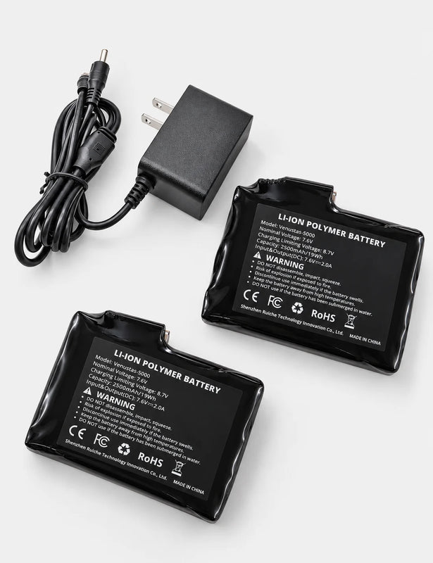 2-Pack 7.4V Batteries (19Wh Each) & Dedicated Charger Set for Heated Gloves and Socks