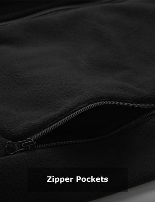 Black heated fleece vest with zippered pocket detail