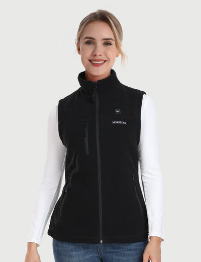Women’s Heated Recycled Fleece Vest 7.4V, EW22 - Black