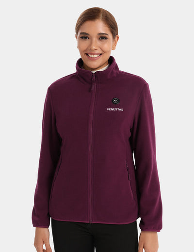 Zipper up Heated Fleece Jacket for Women 7.4V, W2136 - Burgundy