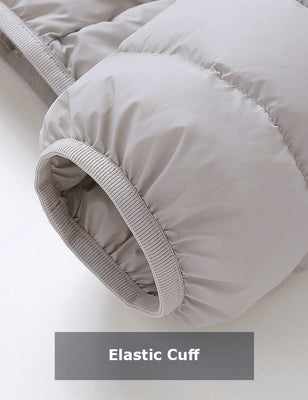 Light gray heated jacket sleeve with elastic cuff detail