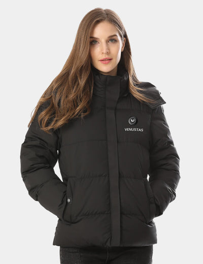 Women's Heated Coat 7.4V with 90% Down Insulation, W2036 [Final Sale] - Black