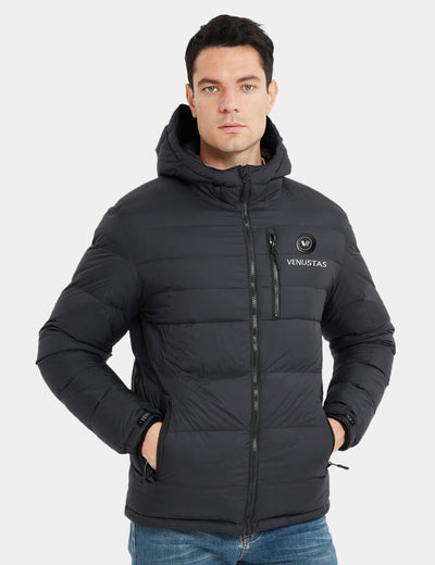 Men's Heated Down Coat with Heating Pockets, 7.4V, M61 [Final Sale] - Black