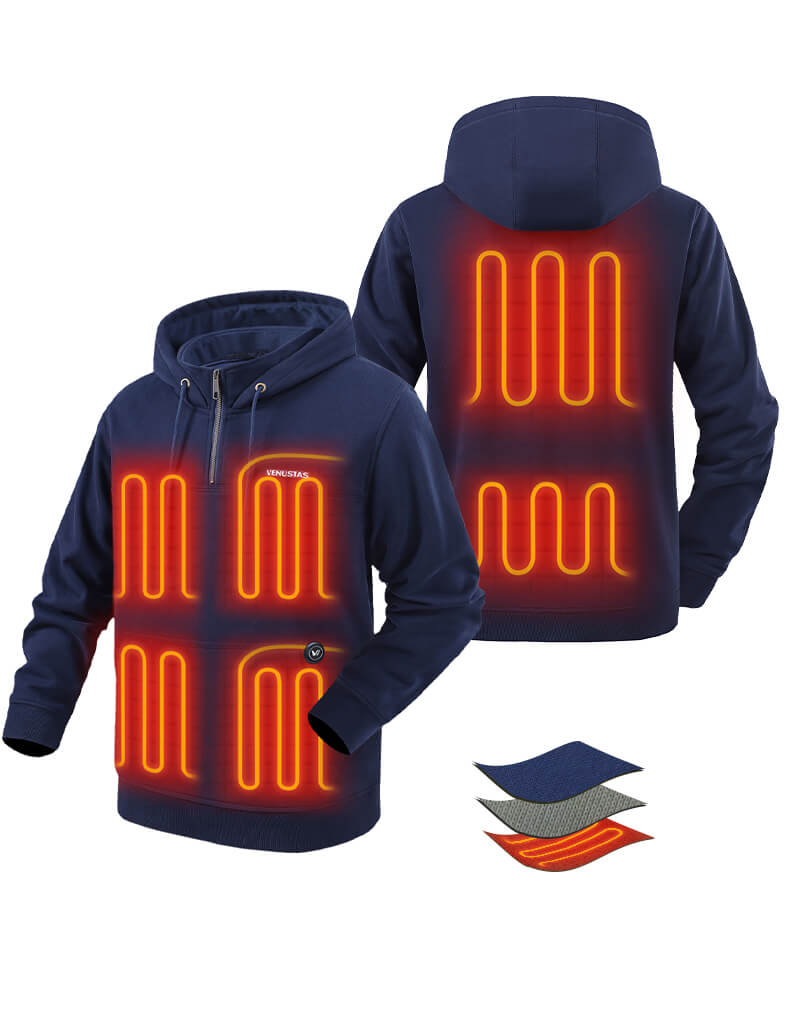 Unisex Heated Fleece Pullover Hoodie 1/4 Zip 7.4V, U40 [Final Sale]