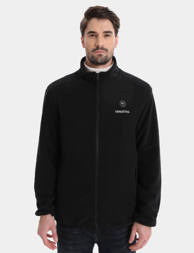 [Open Box] Zipper up Heated Fleece Jacket for Men 7.4V,M2136 - Black