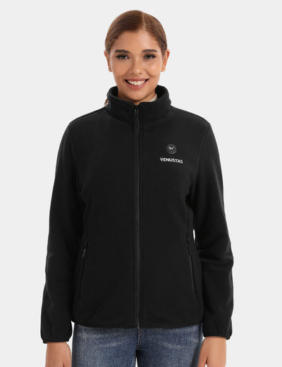 Zipper up Heated Fleece Jacket for Women 7.4V, W2136 - Black