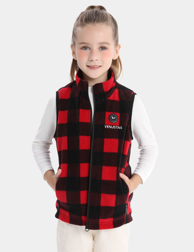 Girl's Heated Fleece Vest 7.4V, KG14 - Red Plaid