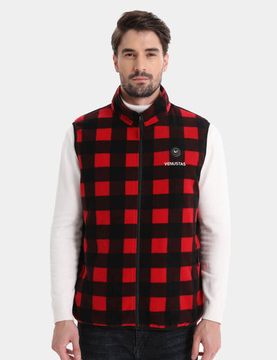 Men's Heated Fleece Vest 7.4V - New Colors, M2117 - Red Plaid