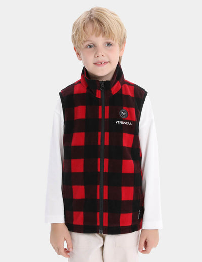 Boy's Heated Fleece Vest 7.4V, KB15 - Red Plaid