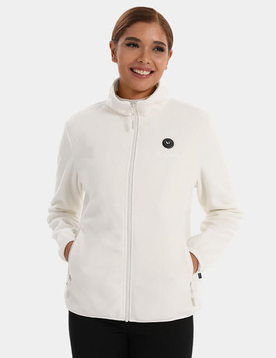 Zipper up Heated Fleece Jacket for Women 7.4V, W2136 - Milk White