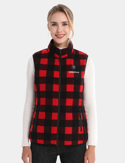 Women's Heated Fleece Vest 7.4V - New Colors, W2117 - Red Plaid