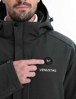 [Bundle] Men's Heated Jacket 7.4V & Men's Heated Vest 7.4V Venustas black heated jacket with 7.4V power button