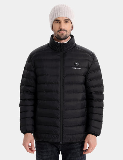 Men's Heated Lightweight Puffer Jacket 7.4V - Black/ Grey/ Navy - Black