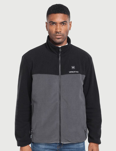 Zipper up Heated Fleece Jacket for Men 7.4V, M2136 - Black And Grey