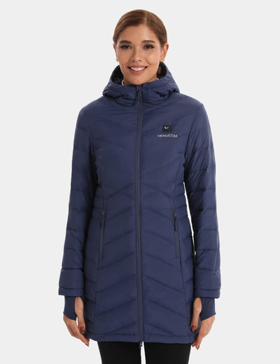 Heated Long Down Jacket 7.4V For Women, W62 - Navy