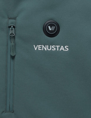 Men's Heated Jacket 7.4V - Navy/ Grey/ Silver Pine, M2168 by Venustas heated jacket in grey with 7.4V control button