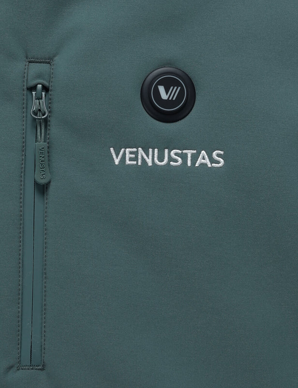 Men's Heated Jacket 7.4V - Navy/ Grey/ Silver Pine, M2168 by Venustas heated jacket in grey with 7.4V control button