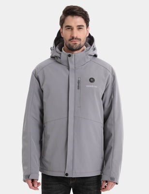 Men's Heated Jacket 7.4V - Navy/ Grey/ Silver Pine, M2168 Venustas heated jacket in grey with 7.4V heating module