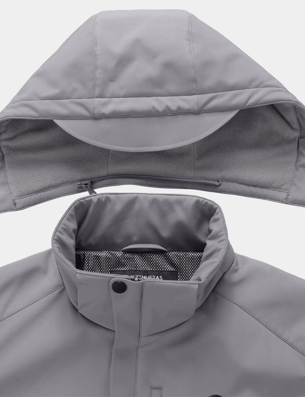 Men's Heated Jacket 7.4V - Navy/ Grey/ Silver Pine, M2168 by Venustas in grey heated jacket with zippered pocket.