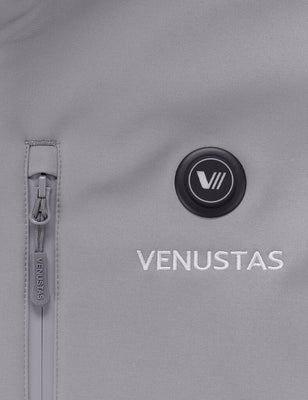 Men's Heated Jacket 7.4V - Navy/ Grey/ Silver Pine, M2168 Venustas heated jacket grey fabric with VI 7.4V control button