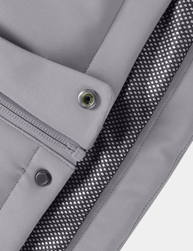 Men's Heated Jacket 7.4V M2168 by Venustas, grey heated jacket with perforated mesh lining and snap placket