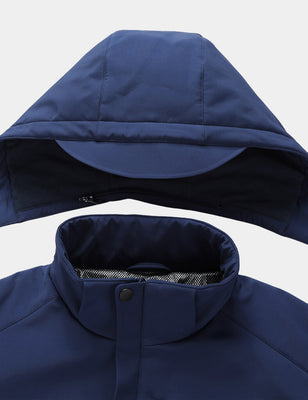 Men's Heated Jacket 7.4V - Navy/ Grey/ Silver Pine, M2168 Venustas hooded heated jacket in navy with front zipper