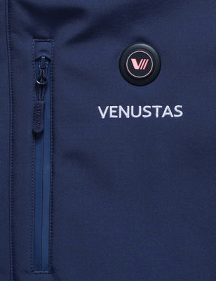 Men's Heated Jacket 7.4V - Navy/ Grey/ Silver Pine, M2168 Venustas heated jacket in navy with VII controller button