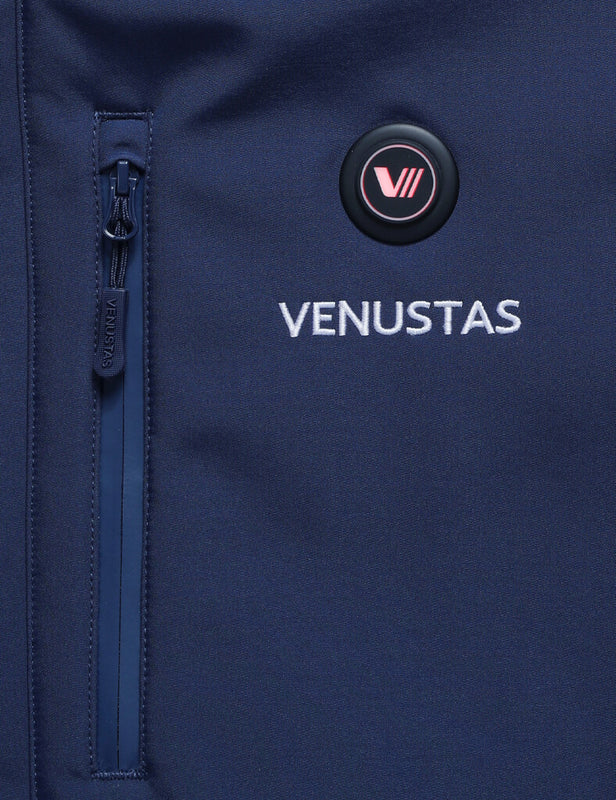 Men's Heated Jacket 7.4V - Navy/ Grey/ Silver Pine, M2168 Venustas heated jacket in navy with VII controller button