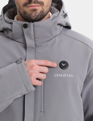 Men's Heated Jacket 7.4V - Navy/ Grey/ Silver Pine, M2168 Venustas heated jacket in grey with 7.4V control
