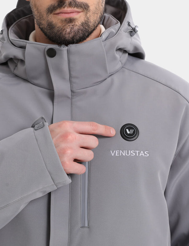 Men's Heated Jacket 7.4V - Navy/ Grey/ Silver Pine, M2168 Venustas heated jacket in grey with 7.4V control