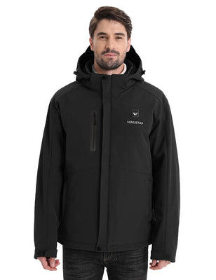 [Bundle] Men's Heated Jacket 7.4V & Men's Heated Vest 7.4V Venustas black heated jacket with hood